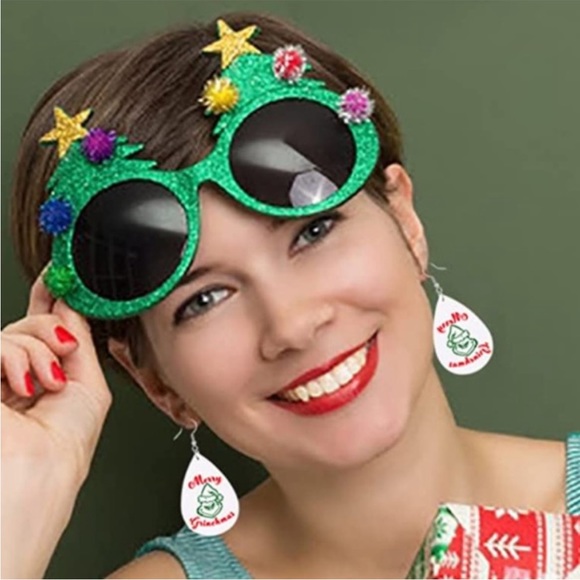 The Grinch “Merry Grinchmas” Faux Leather Christmas Earrings - Picture 3 of 7